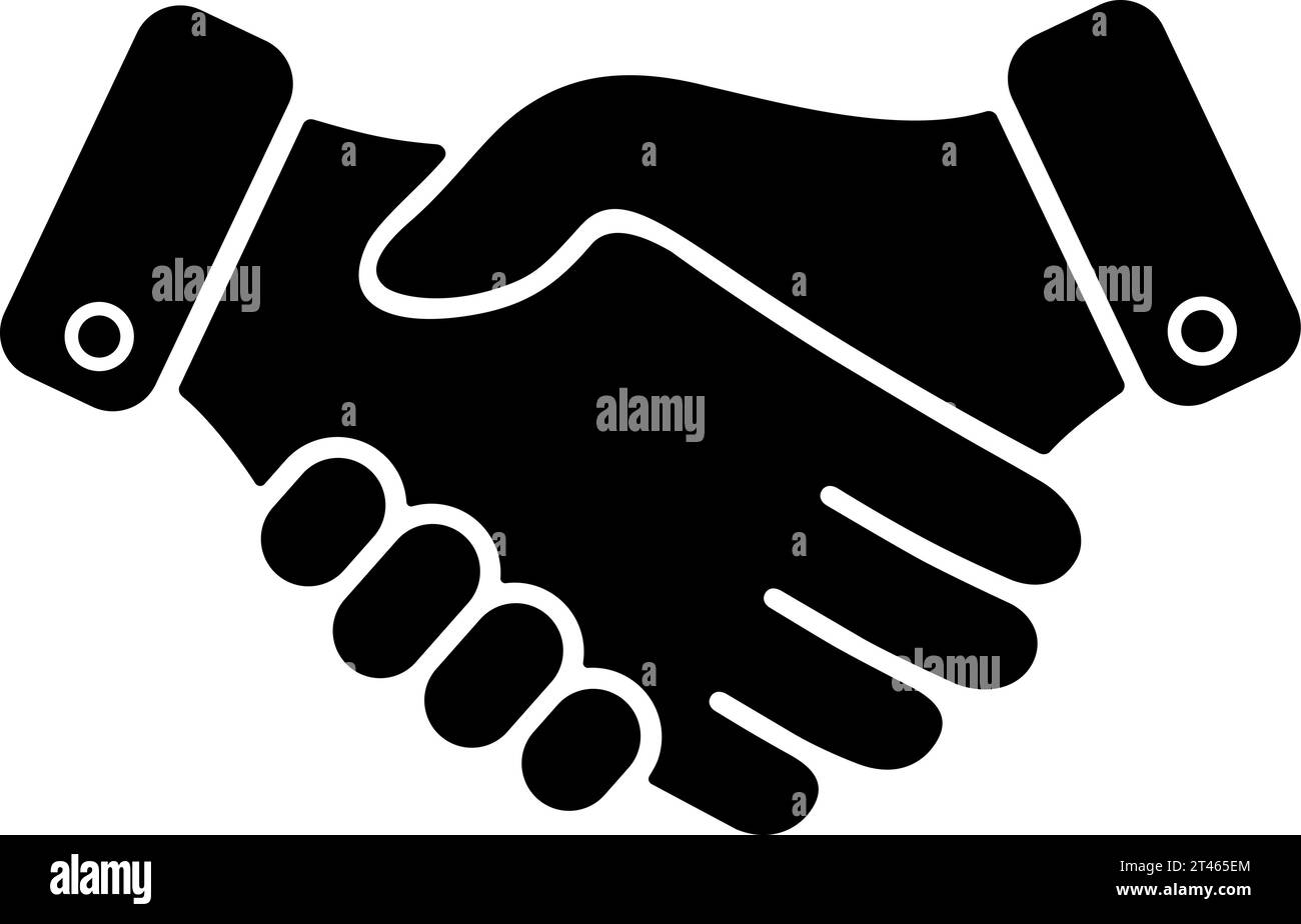 Flaches Symbol für den Handschlag zweier Hände als Konzept einer Geschäftsvereinbarung oder Partnerschaft Stock Vektor