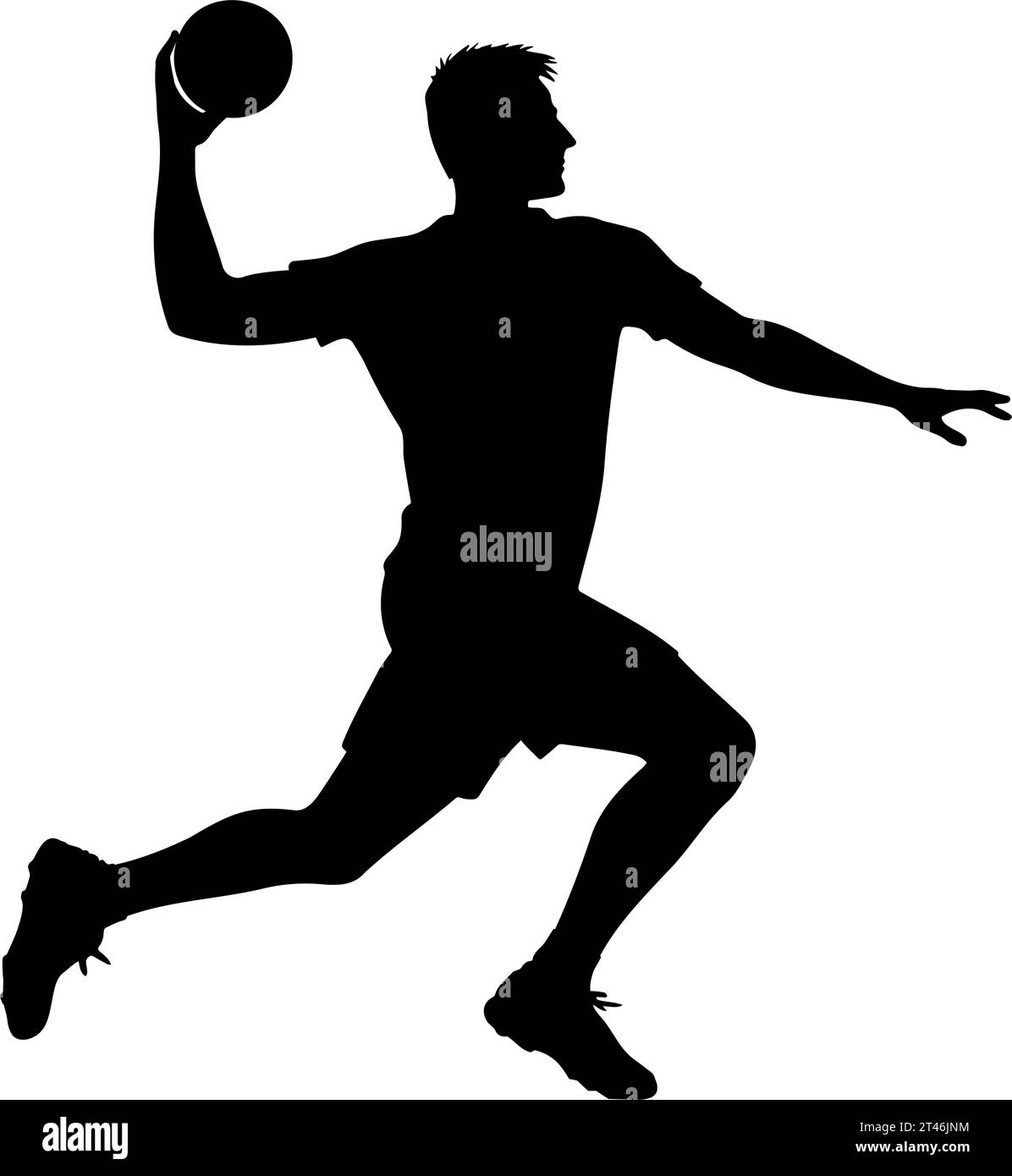 Handballspieler-Mann-Silhouette. Vektorabbildung Stock Vektor