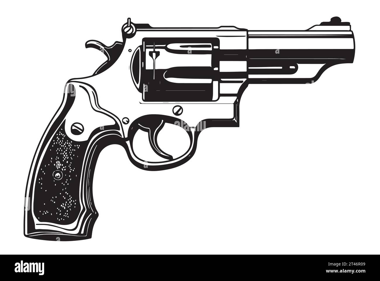 Revolver Gun Mascot Cartoon Vektor Kunst und Illustration .Vektor Stock Vektor