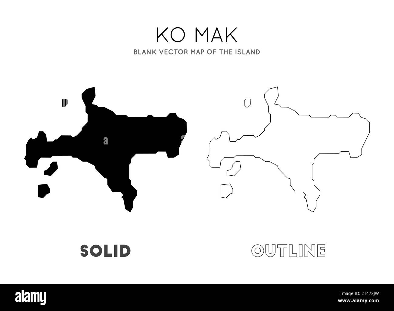Ko Mak-Karte. Leere Vektorkarte der Insel. Borders of Ko Mak für Ihre Infografik. Vektorabbildung. Stock Vektor