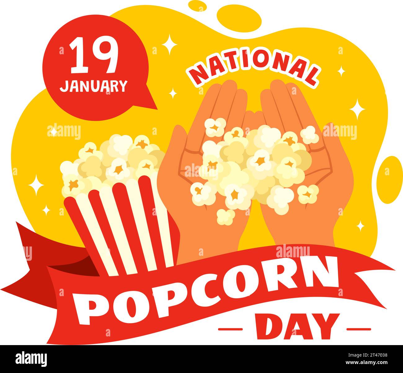 National Popcorn Day Vektor Illustration am 19. Januar mit einem Big Box Popcorns zu Poster oder Banner in Flat Cartoon Hintergrund Design Stock Vektor