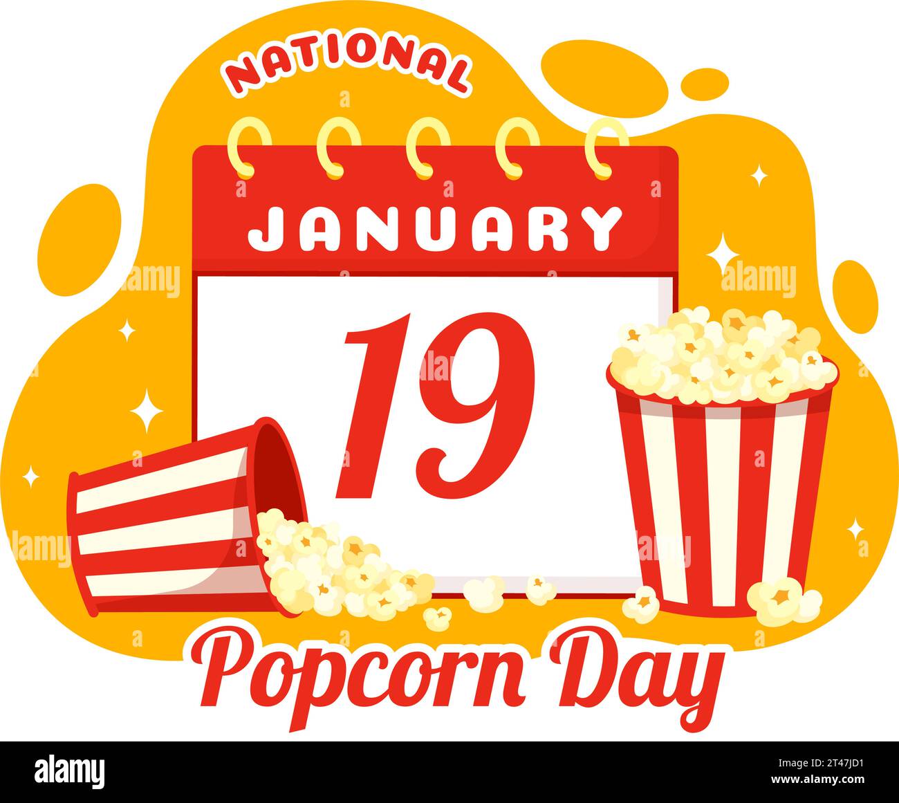 National Popcorn Day Vektor Illustration am 19. Januar mit einem Big Box Popcorns zu Poster oder Banner in Flat Cartoon Hintergrund Design Stock Vektor