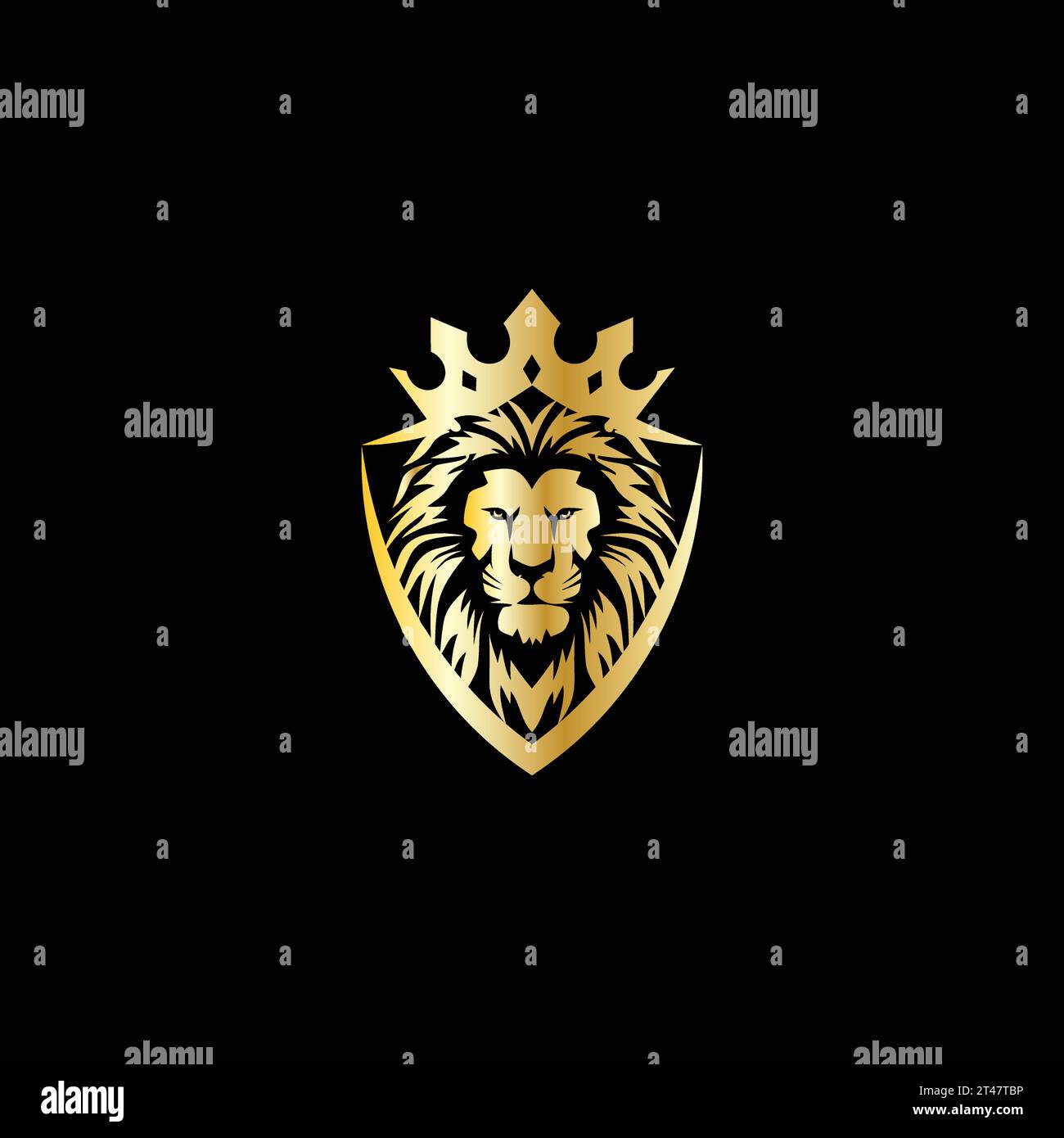 Vector Lion, Krone und Sicherheitslogo Stock Vektor