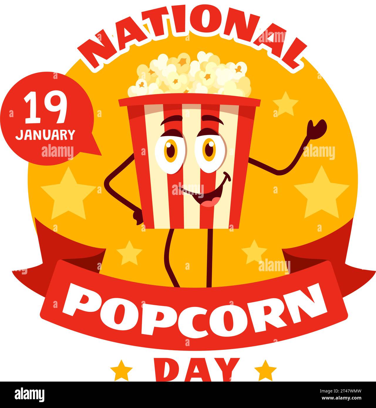 National Popcorn Day Vektor Illustration am 19. Januar mit einem Big Box Popcorns zu Poster oder Banner in Flat Cartoon Hintergrund Design Stock Vektor
