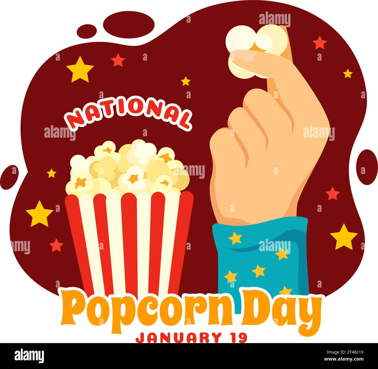 National Popcorn Day Vektor Illustration am 19. Januar mit einem Big Box Popcorns zu Poster oder Banner in Flat Cartoon Hintergrund Design Stock Vektor