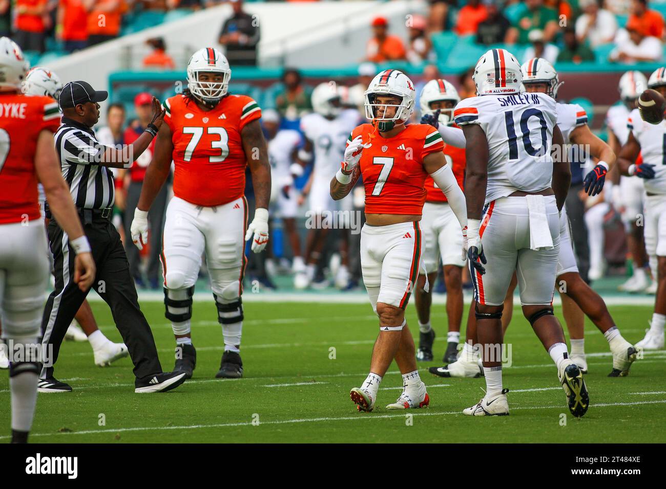 Canes Wide Receiver Xavier Restrepo, Miami Hurricanes/Virginia - NCAA, Miami Gardens, Florida, USA 10/28/2023 Foto: Chris Arjoon/Credit Stockfoto