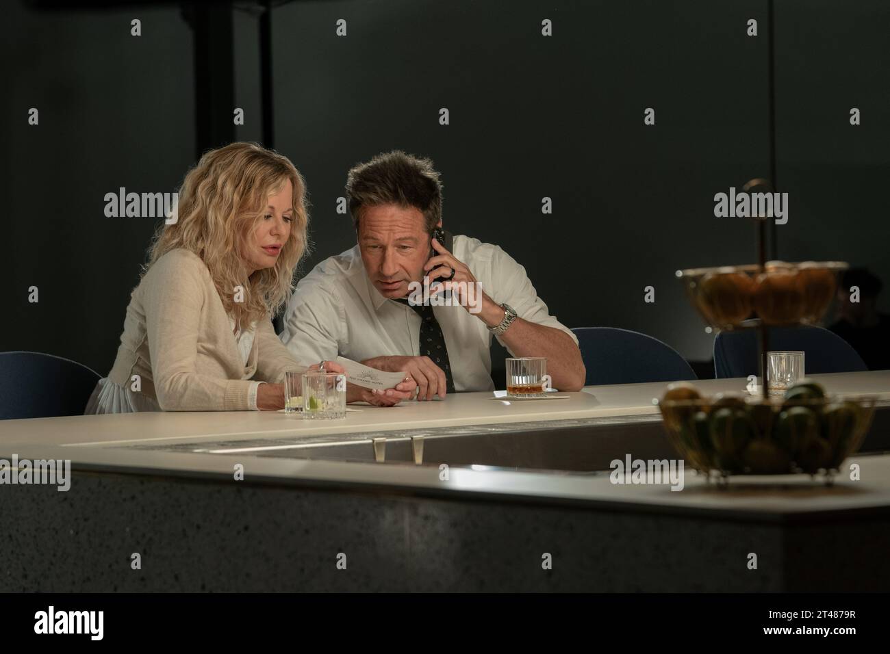 Was Später Passiert, David Duchovny & Meg Ryan Stockfoto