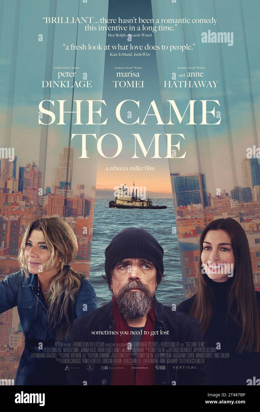 Sie kam zu mir Poster Marisa Tomei, Anne Hathaway & Peter Dinklage Stockfoto