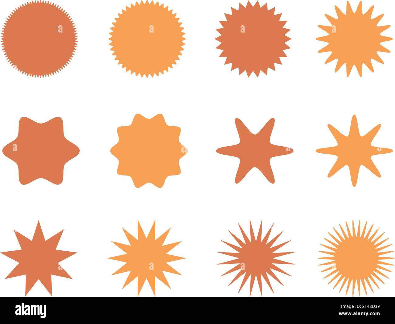 Sonne und Stern Formen Vektorsatz Stock Vektor