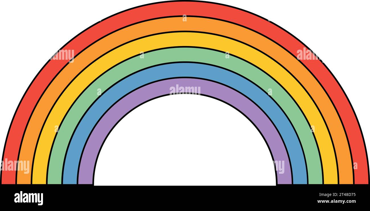 Regenbogenvektor mit Konturkontur Stock Vektor