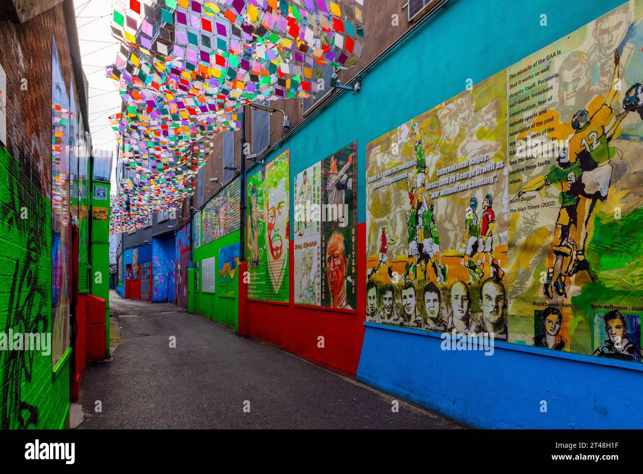 The Icon Walk ist eine kostenlose Open-Air-Kunstinstallation in Dublin, Irland, die die irische Kultur und das Erbe durch Street Art zelebriert. Stockfoto
