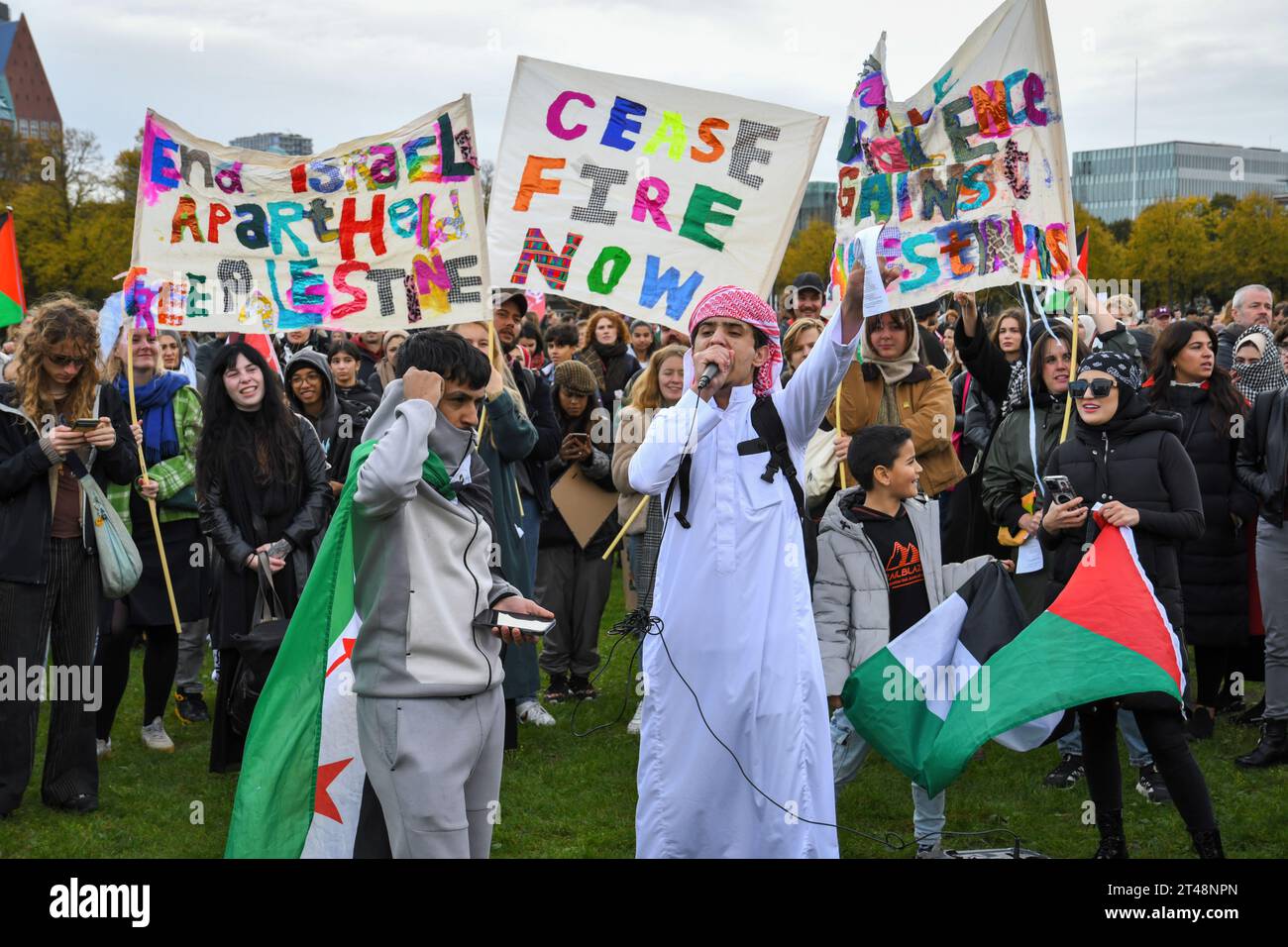 Den Haag, Niederlande. Oktober 2023. Den Haag, die Niederlande, 29. oktober 2023. Einige tausend Menschen protestierten für ein freies Palästina und gegen den Krieg in Gaza. Quelle: Pmvfoto/Alamy Live News Stockfoto