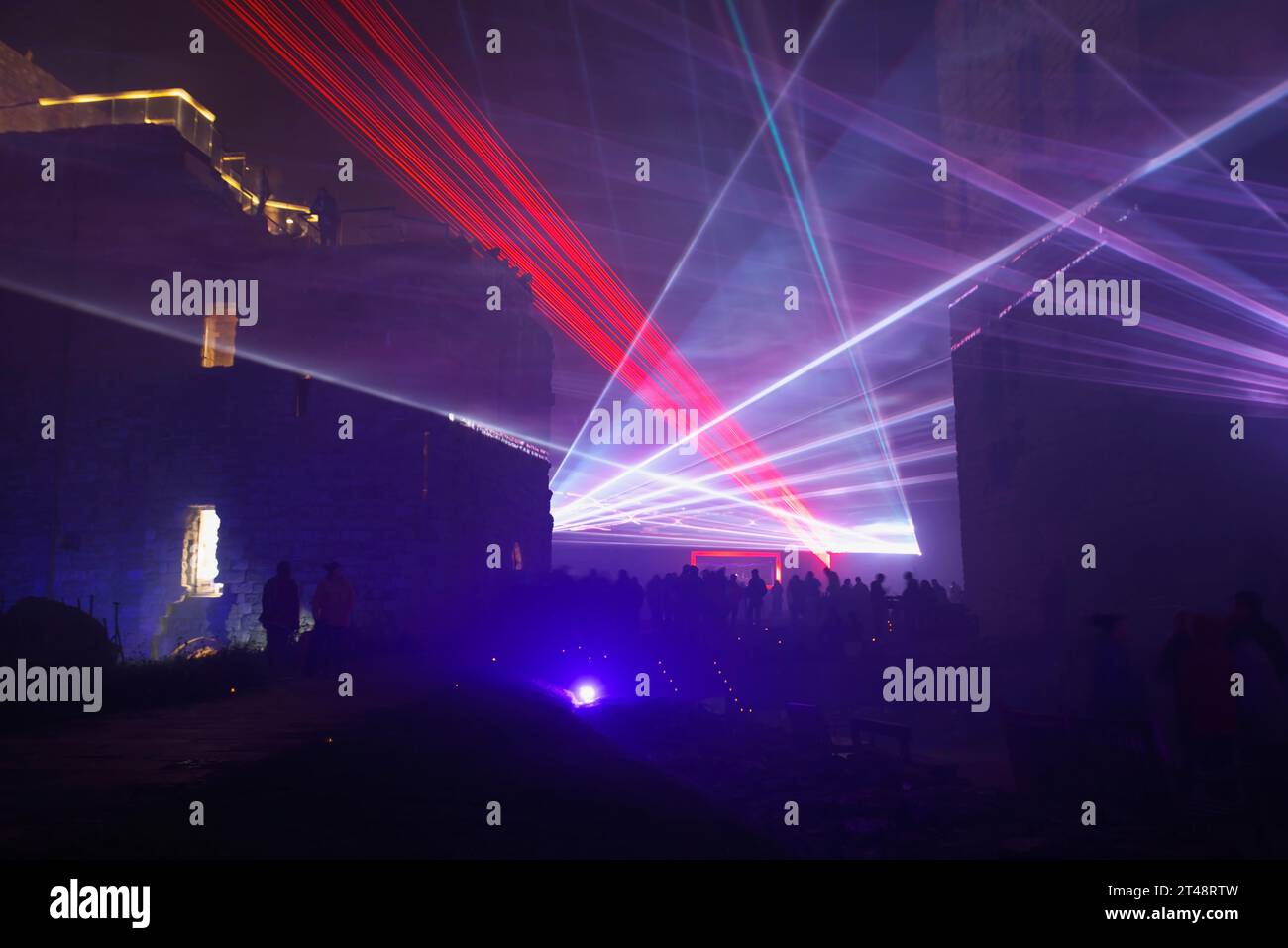 Annwn, Laser Light Show, Caernarfon Castle, Stockfoto