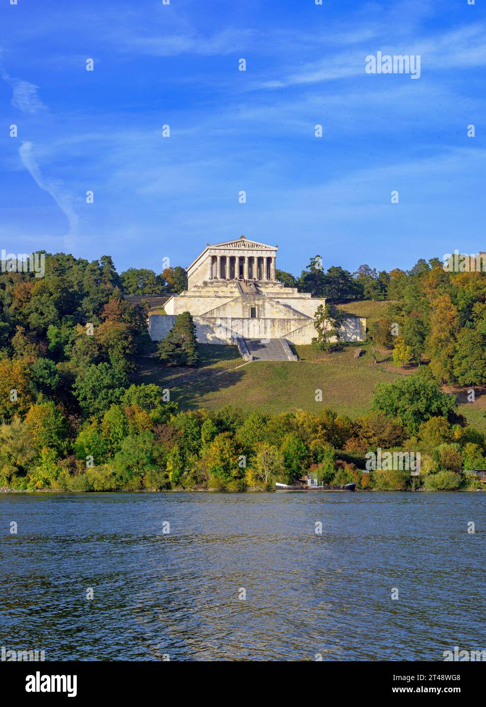 Walhalla über der Donau, bei Donaustauf, Regensburg, Bayern, Deutschland, Europa Stockfoto