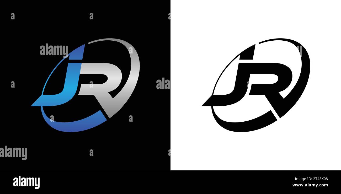 JR-Logo, JR-Monogramm, ursprüngliches JR-Logo, JR-Letter-Logo, Symbol, Vektor Stock Vektor