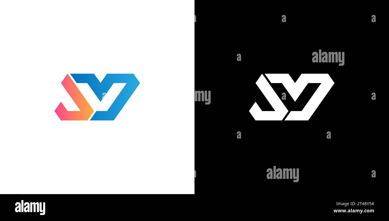 JV-Logo, JV-Monogramm, ursprüngliches JV-Logo, JV-Logo mit negativem Raum, Symbol, Vektor Stock Vektor