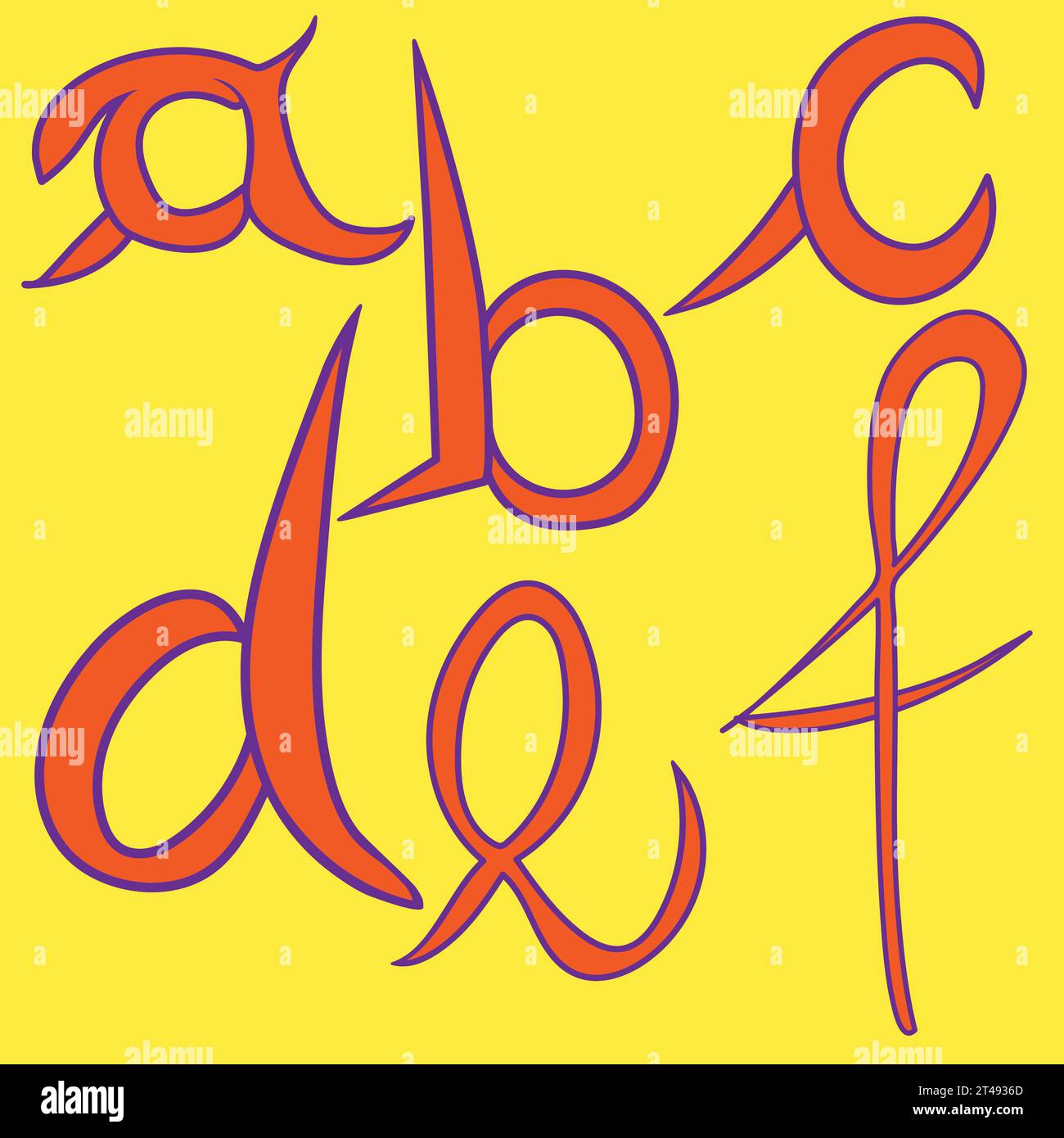 Tapete mit bunten Buchstaben; Schrift- und Alphabetbuchstaben; Vektor stilisierte bunte a,b,c,d,e,f; Typografie Design Stock Vektor