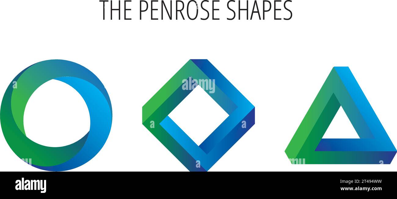 Die unmögliche Grundform der Penrose grün-blauer Verlauf auf weiß Stock Vektor