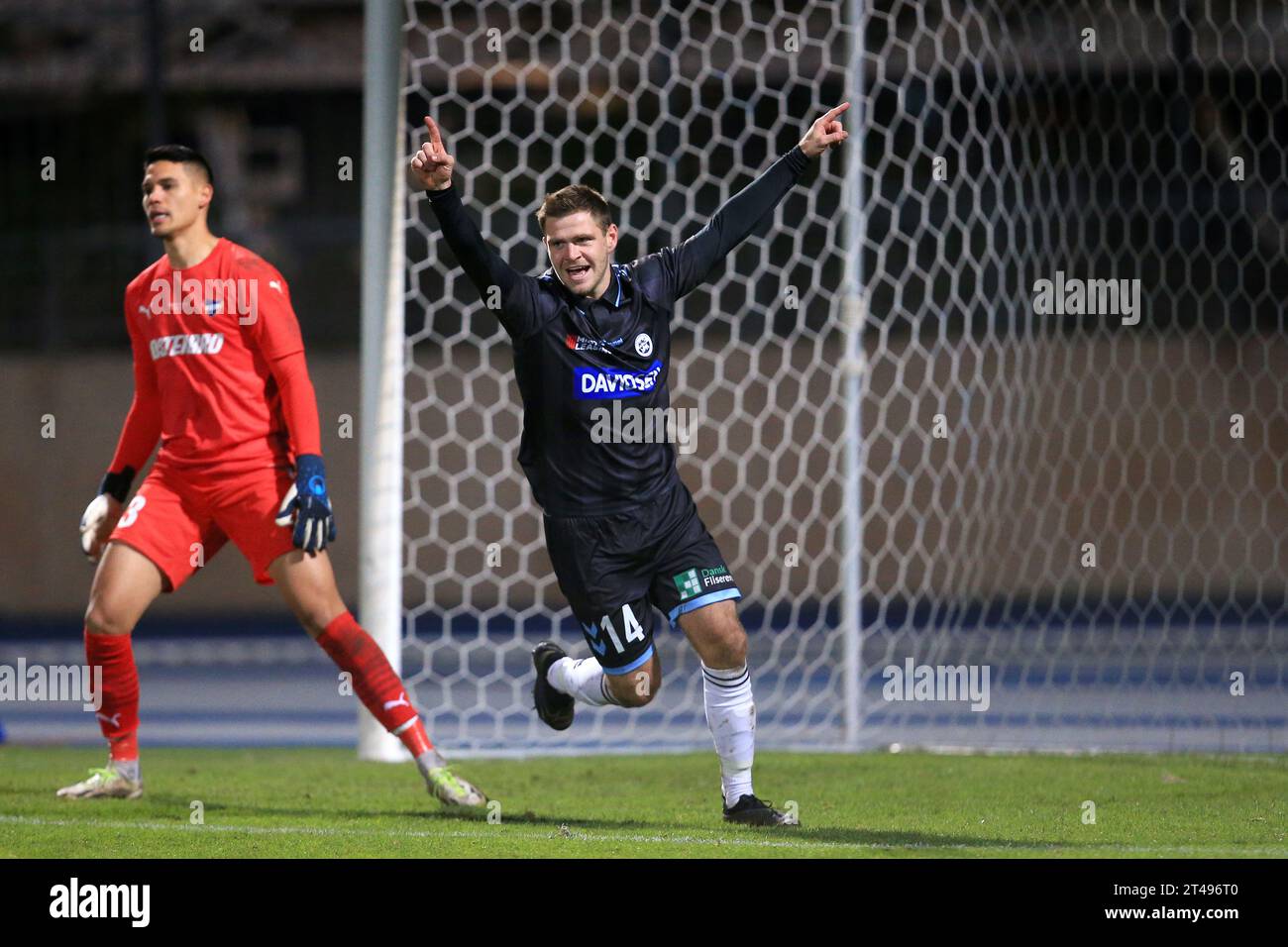 Kopenhagen, Dänemark. Oktober 2023. Soren Andreasen (14) von Soenderjyske, der während des Spiels der NordicBet Liga zwischen B.93 und Soenderjyske im Osterbro Stadion in Kopenhagen gesehen wurde. (Foto: Gonzales Photo - Christian Midtgaard). Stockfoto