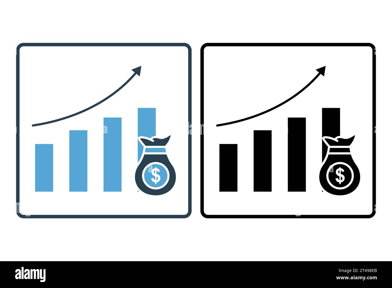 Symbol Wachstum. Symbol für Investitionen und Finanzkonzepte. Symbolstil durchgehend. Einfache Vektorkonstruktion bearbeitbar Stock Vektor