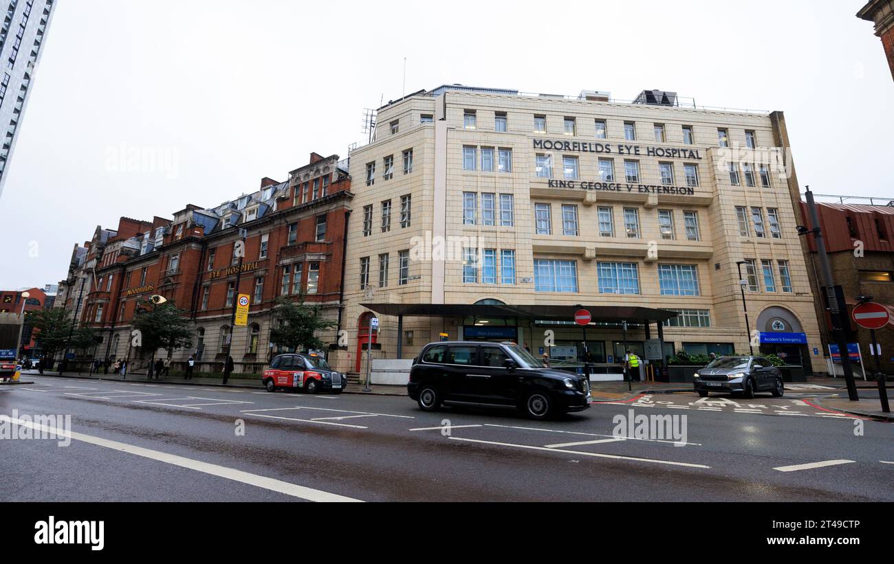 Moorfields Eye Hospital, ein spezialisiertes Augenkrankenhaus des National Health Service (NHS) in Finsbury im London Borough of Islington in London, England Stockfoto