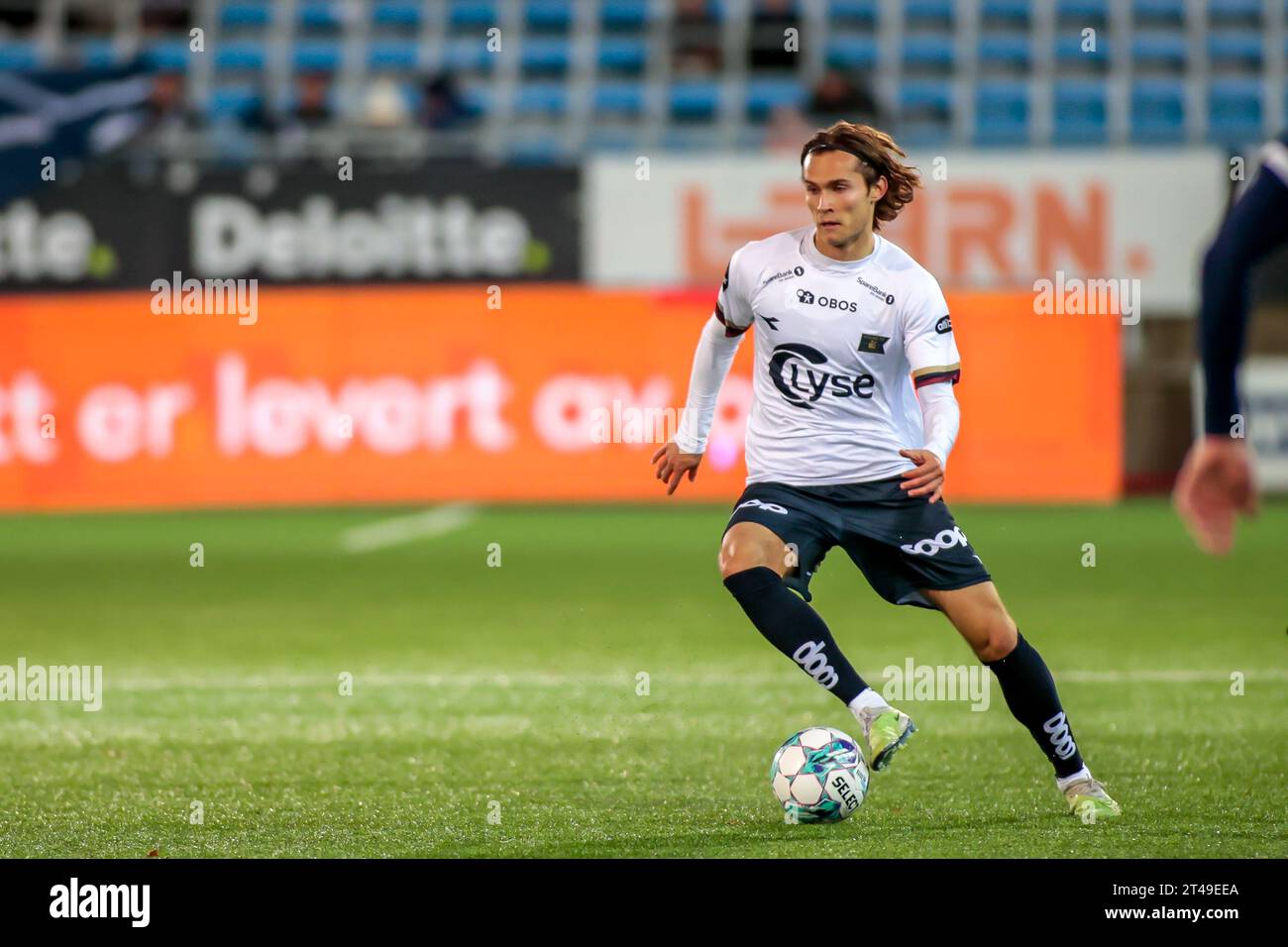 Drammen, Norwegen, 29. Oktober 2023. Viking's Markus Solbakken am Ball beim Eliteserien-Spiel zwischen Strømsgodset und Viking im Marienlyst-Stadion in Drammen. Quelle: Frode Arnesen/Alamy Live News Stockfoto