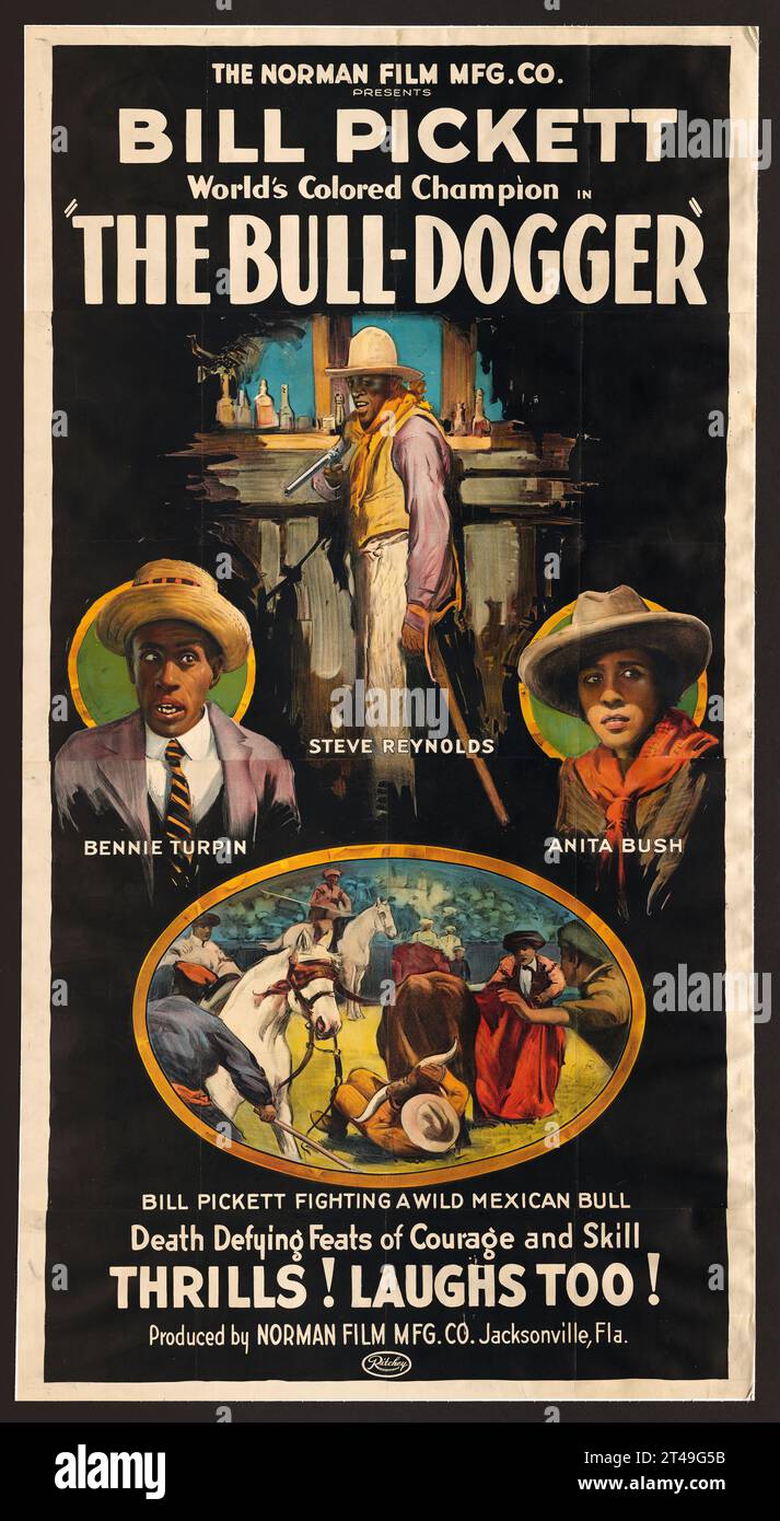 Filmposter für den Bullendogger. Ein Stummfilm aus dem Jahr 1922, der in Amerika für ein schwarzes Publikum produziert wurde. Nur Fragmente des Films sind überliefert. Stockfoto