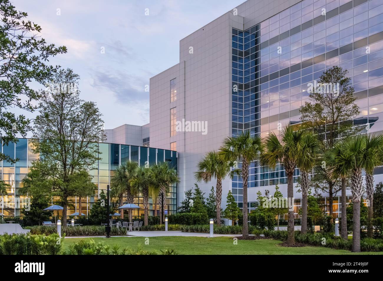 Mayo Clinic in Jacksonville, Florida, in der Abenddämmerung. (USA) Stockfoto