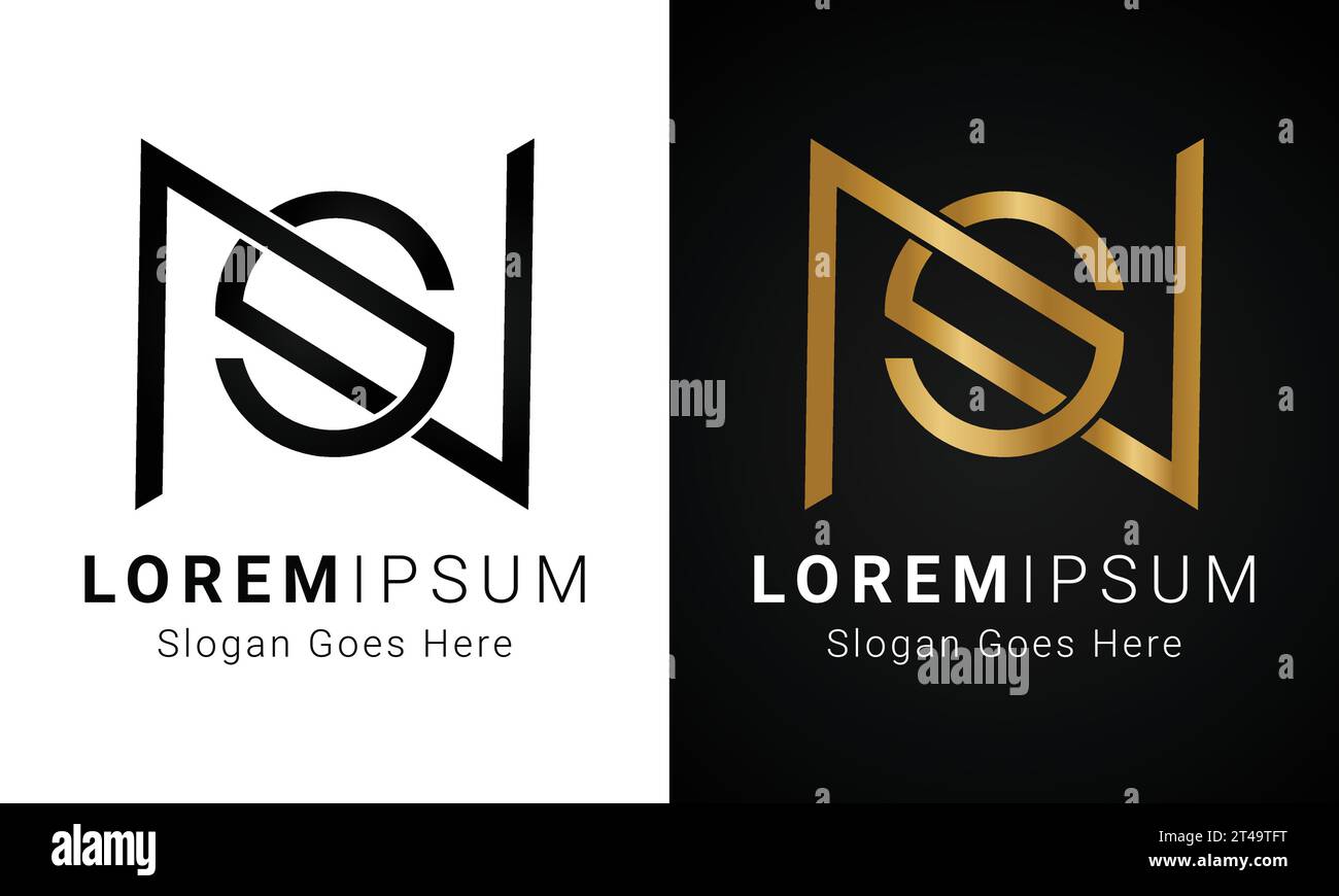 Luxus Initial SN oder NS Monogramm Text Letter Logo Design Stock Vektor