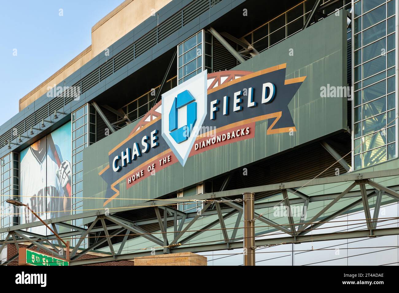 Chase Field liegt im Zentrum von Phoenix und ist Heimat der Arizona Diamondsbacks. Stockfoto