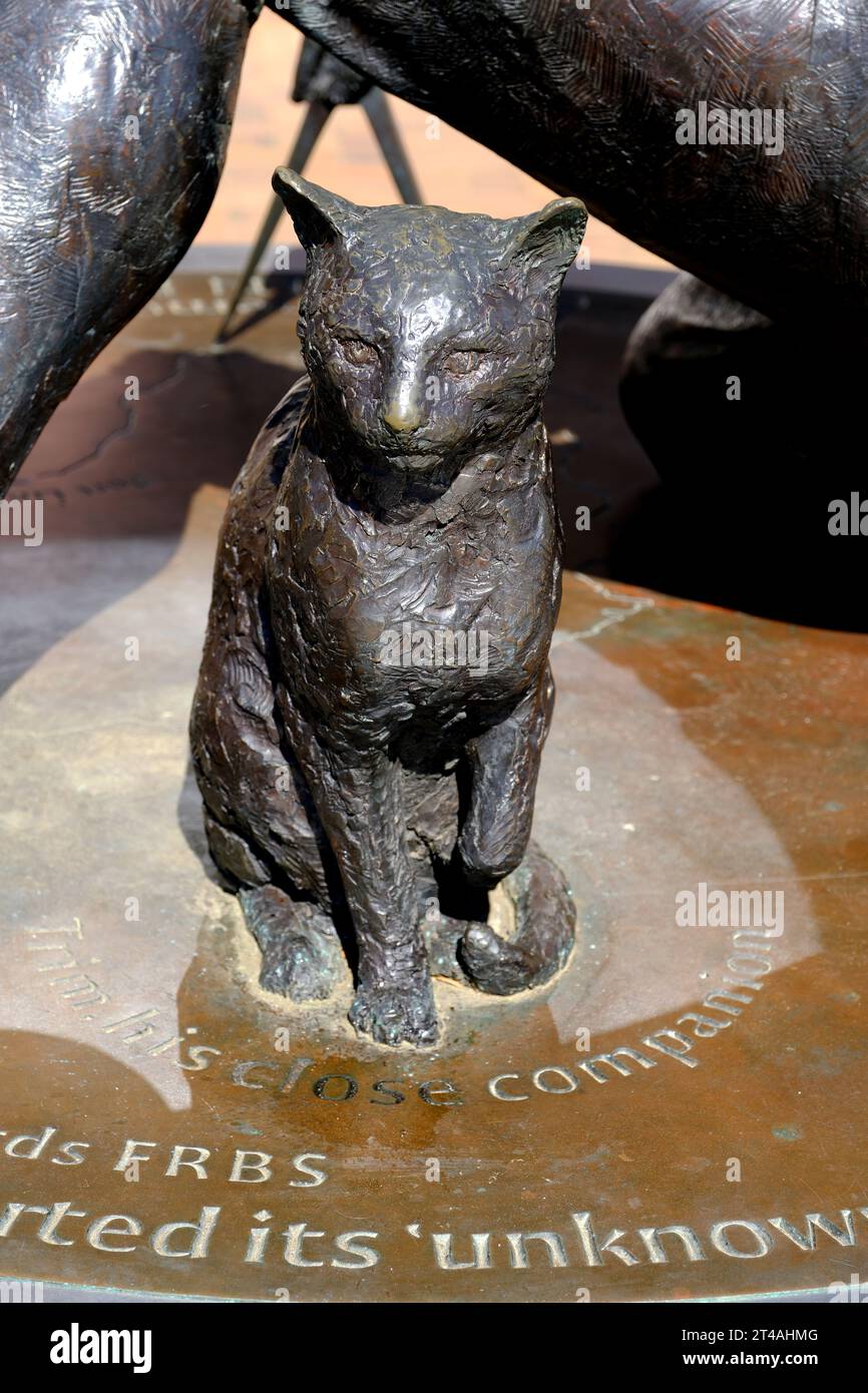 Statue des Entdeckers Matthew Flinders's Cat Trim von Mark Richards in Port Lincoln Australien Stockfoto