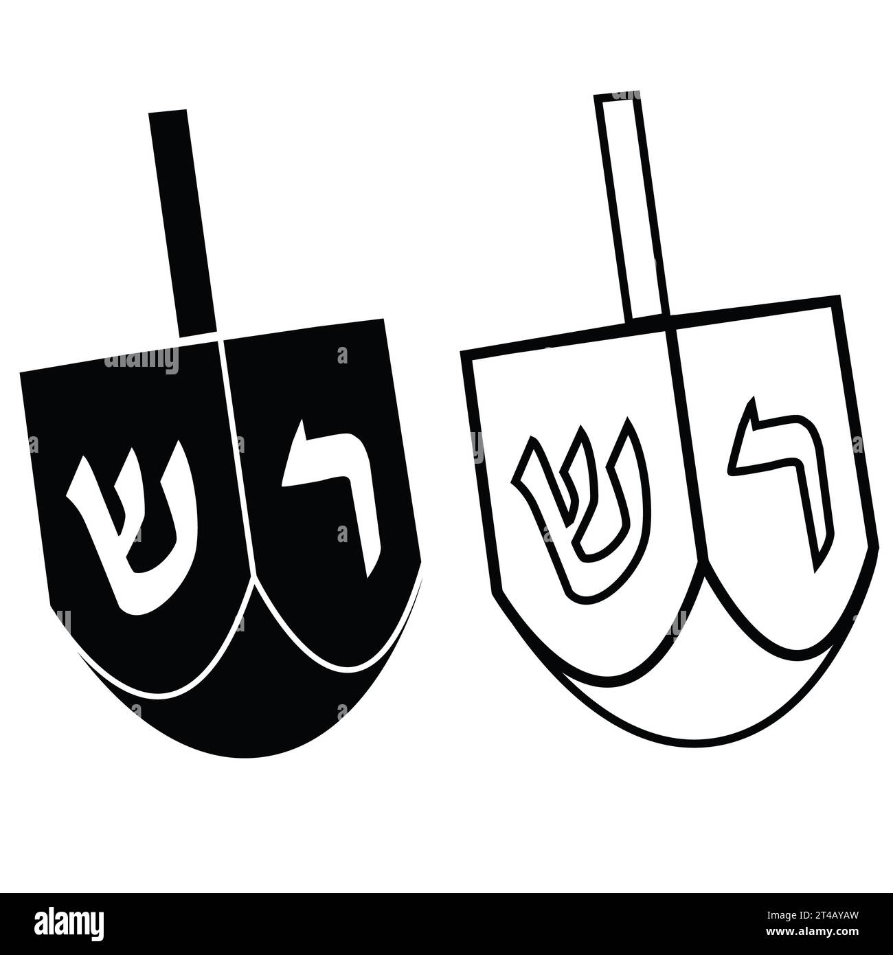hannukah Dreidel-Symbol. hanukkah-Schild. Holz Dreidel Spielzeug Kultur traditionelles Symbol. Holzdreidel Spielzeugkultur. Flacher STYLE. Stockfoto