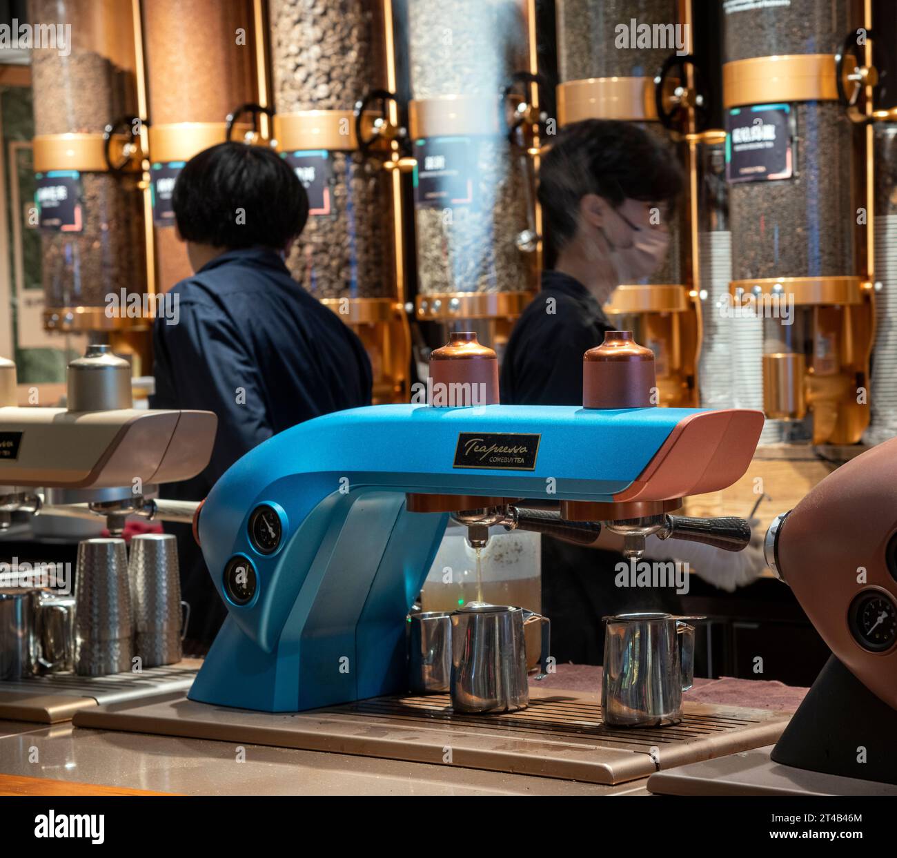 Shop mit verschiedenen frisch gemahlenen Tee, Hongkong, China. Stockfoto