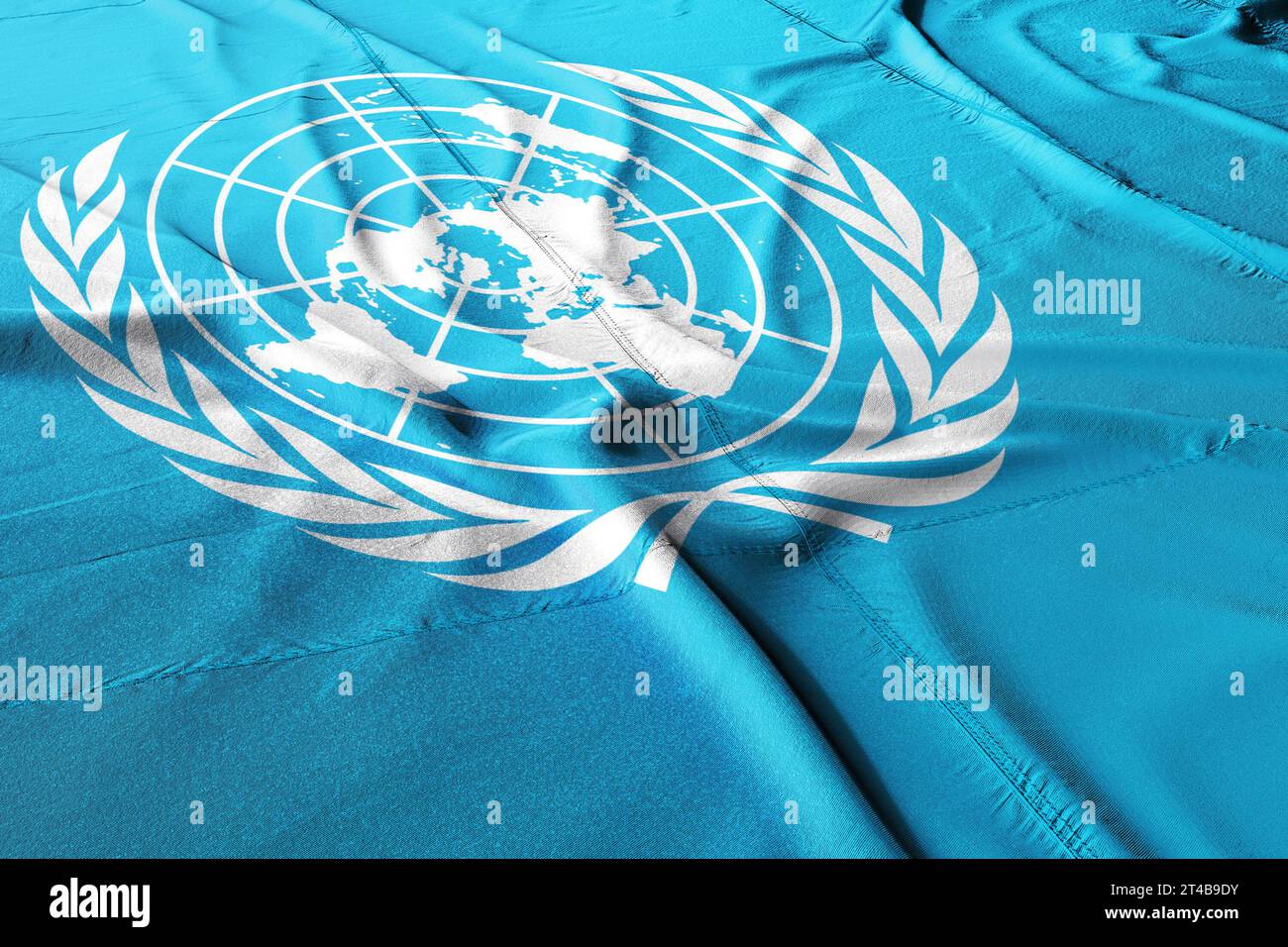 Flagge der Vereinten Nationen. Stockfoto