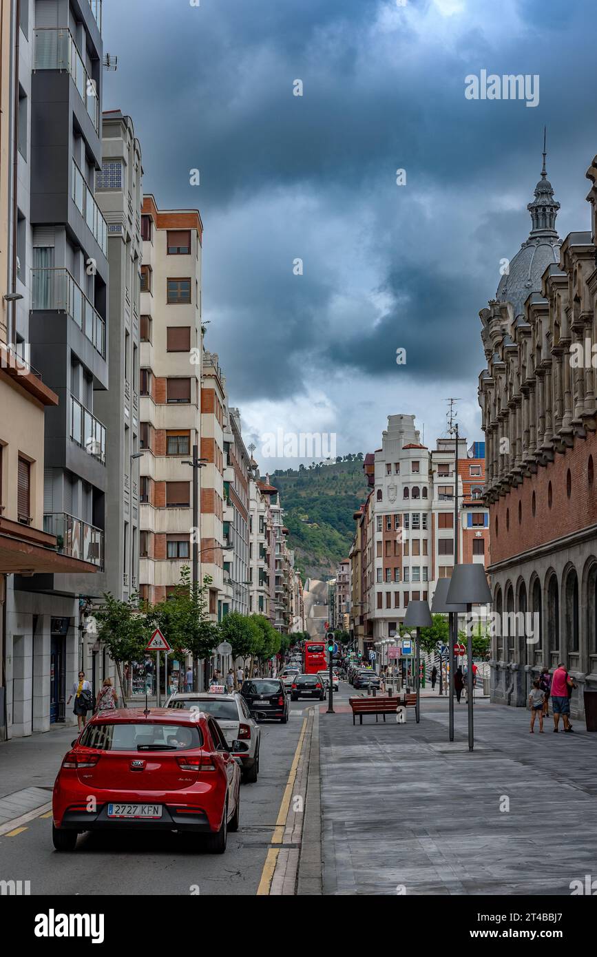 Straße in der historischen Altstadt von Bilbao, Baskenland, Spanien Stockfoto