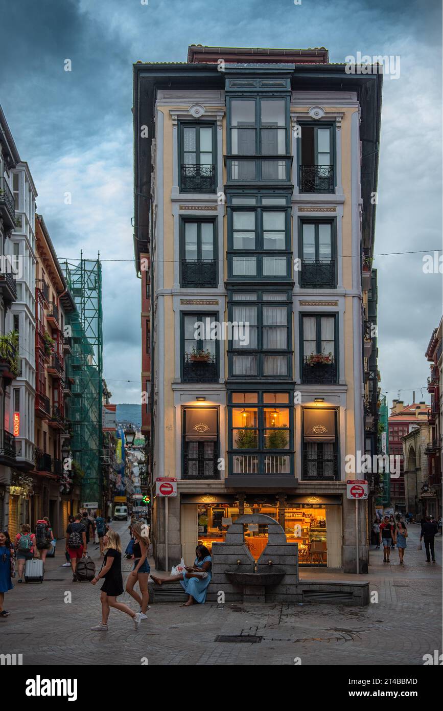 Straße in der historischen Altstadt von Bilbao, Baskenland, Spanien Stockfoto