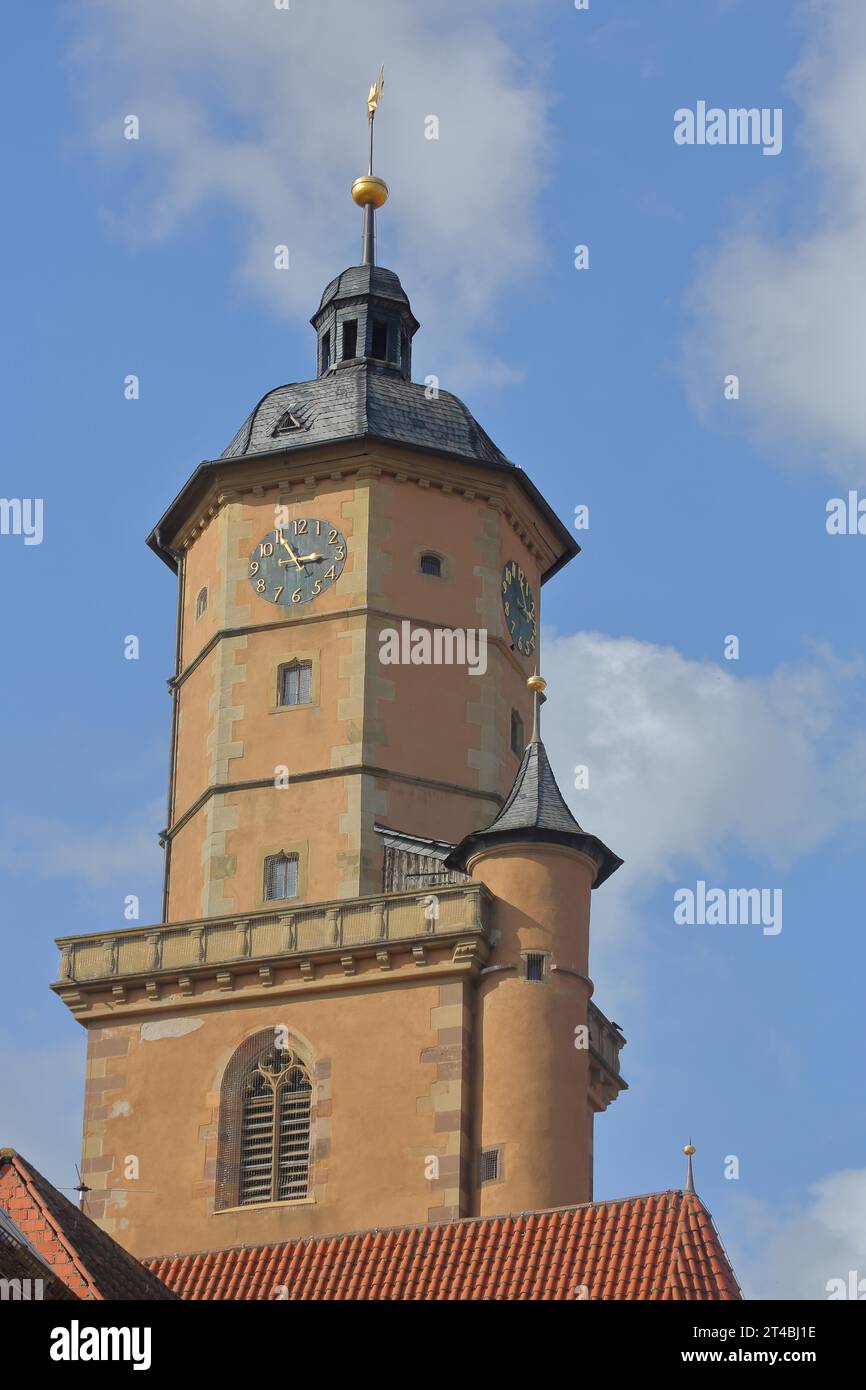 Barockkirche St. Bartholomäus und St. Georg, Wahrzeichen, Volkach, Unterfranken, Franken, Bayern, Deutschland Stockfoto
