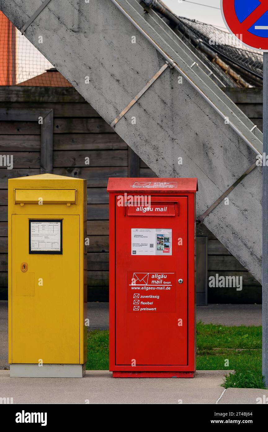 Postfächer, Deutsche Bundespost und allgaeu-Post, Allgaeu, Bayern, Deutschland Stockfoto