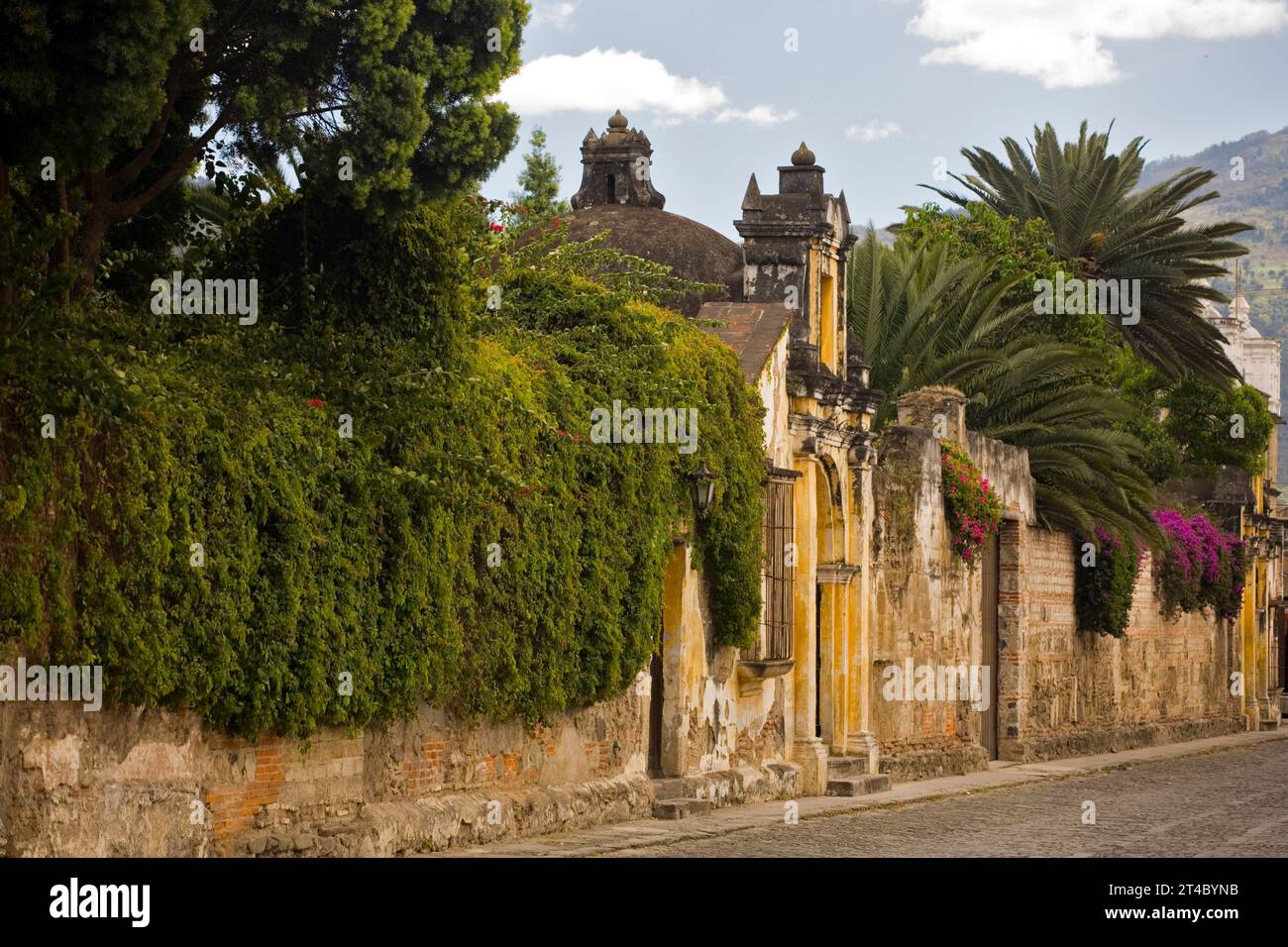 Die gepflasterten Straßen von Antigua, Guatemala Stockfoto