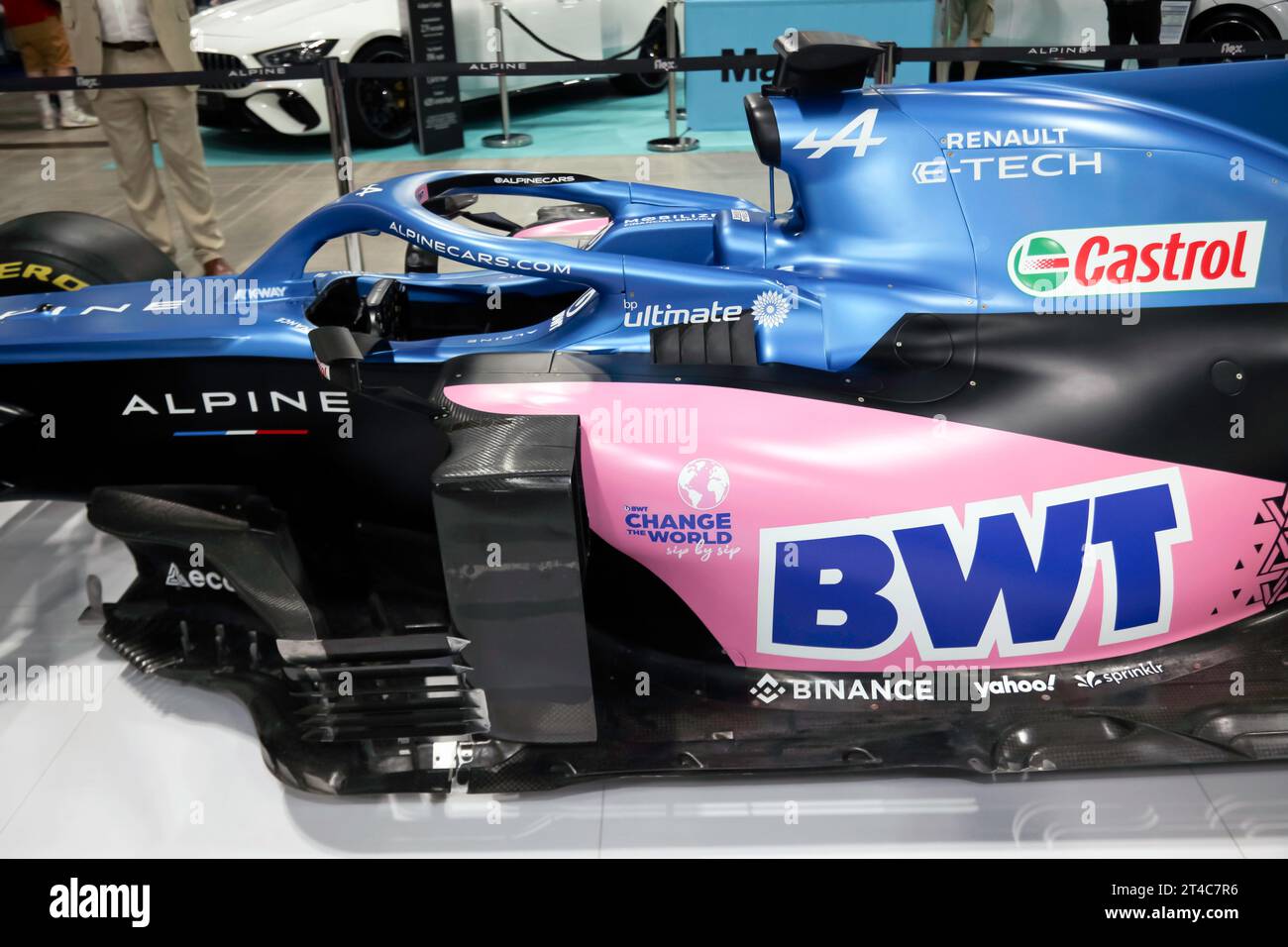 Nahaufnahme von Daniel Riccardos 2020, RS20 Renault F1 Team Car, ausgestellt auf der British Motor Show 2023 Stockfoto