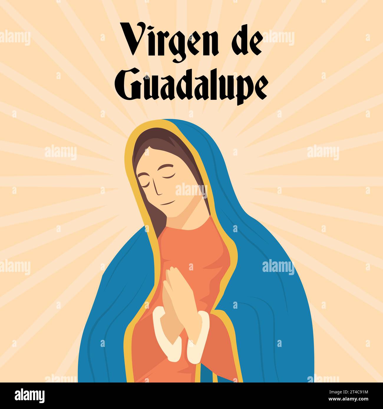 Vektordesign Virgen de Guadalupe Illustration in flacher Art Stock Vektor