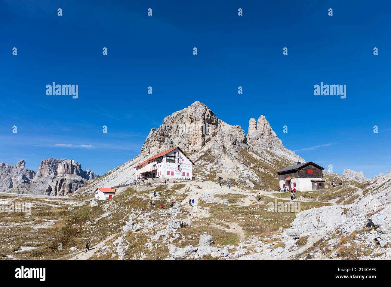 Rifugio Locatelli, Naturpark Tre Cime, Dolomiten, Südtirol, Italien Stockfoto