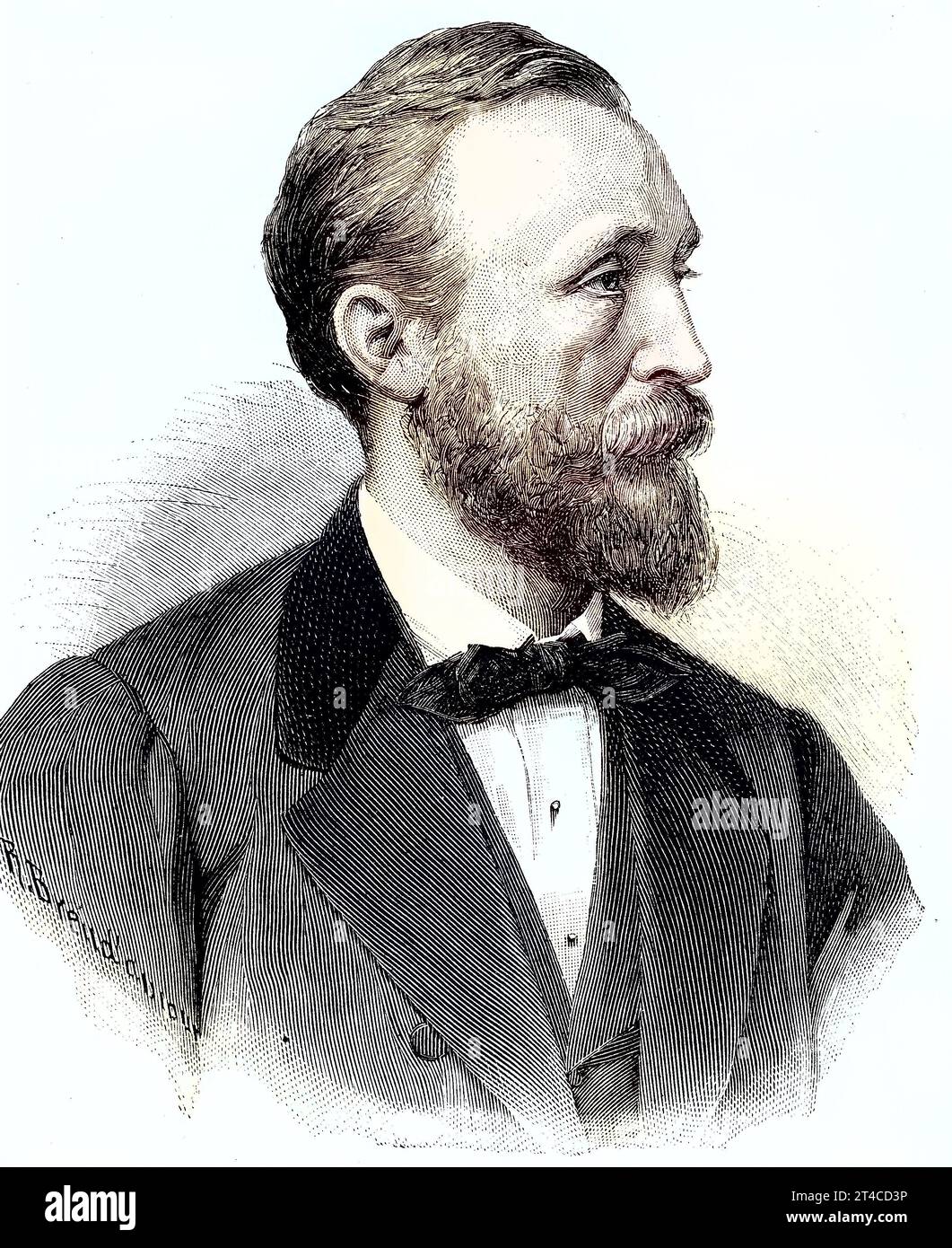 Heinrich von Stephan, geboren als Ernst Heinrich Wilhelm Stephan, 7. Januar 1831 - 8. April 1897, war ein Generalpostdirektor des Deutschen Reiches, der deutsche Postwesen reorganisierte, Reproduktion eines Holzschnitts von 1882, digital verbessern / Heinrich von Stephan, geb. Ernst Heinrich Wilhelm Stephan, 7. Januar 1831 - 8. April 1897, war Generalpostdirektor des Deutschen Reiches, der die deutsche Post reorganisierte, Nachbildung eines Holzschnitts ab 1882, digital verbessert Stockfoto