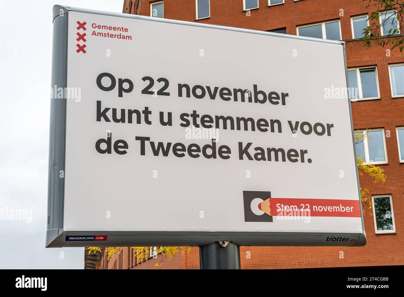 Amsterdam, Niederlande, 28.10.2023, Ankündigung der Wahlen zum Repräsentantenhaus, die am 22. November 2023 stattfinden werden Stockfoto