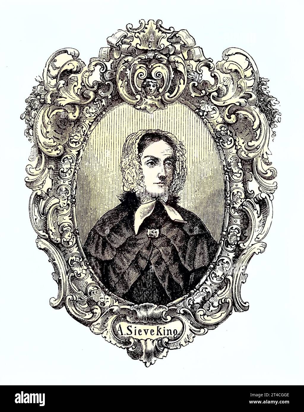 Amalie Wilhelmine Sieveking, 25. Juli 1794 - 1. April 1859, eine deutsche Philanthropin und Sozialaktivistin, die Weiblichen Verein für Armen- und Krankenpflege gegründet, hier beim Besuch von Armen und Kranken, Reproduktion eines Holzschnitts aus dem Jahr 1880, digital verbessert / Amalie Wilhelmine Sieveking, 25. Juli 1794 - 1. April 1859, war eine deutsche Philanthropin und Sozialaktivistin, die den Weiblichen Verein für Armen- und Krankenpflege gründete, die Reproduktion eines Holzschnitts aus dem Jahr 1880, digital verbessert Stockfoto