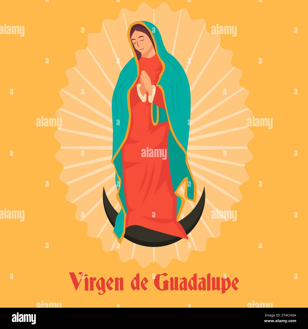 Vektor flache Design Virgen de Guadalupe Illustration Stock Vektor