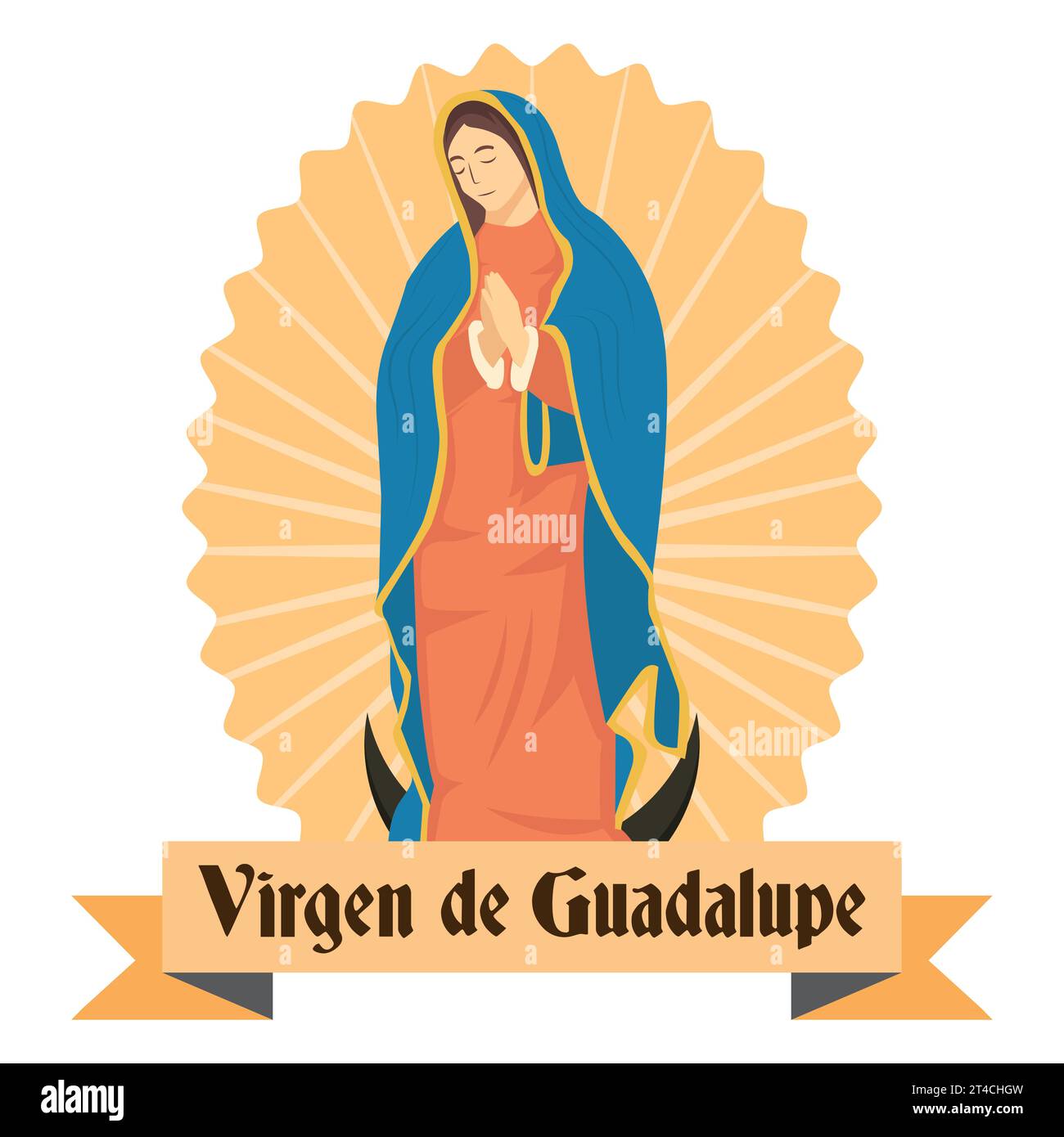 Illustration von Virgen de Guadalupe in flachem Design Stock Vektor