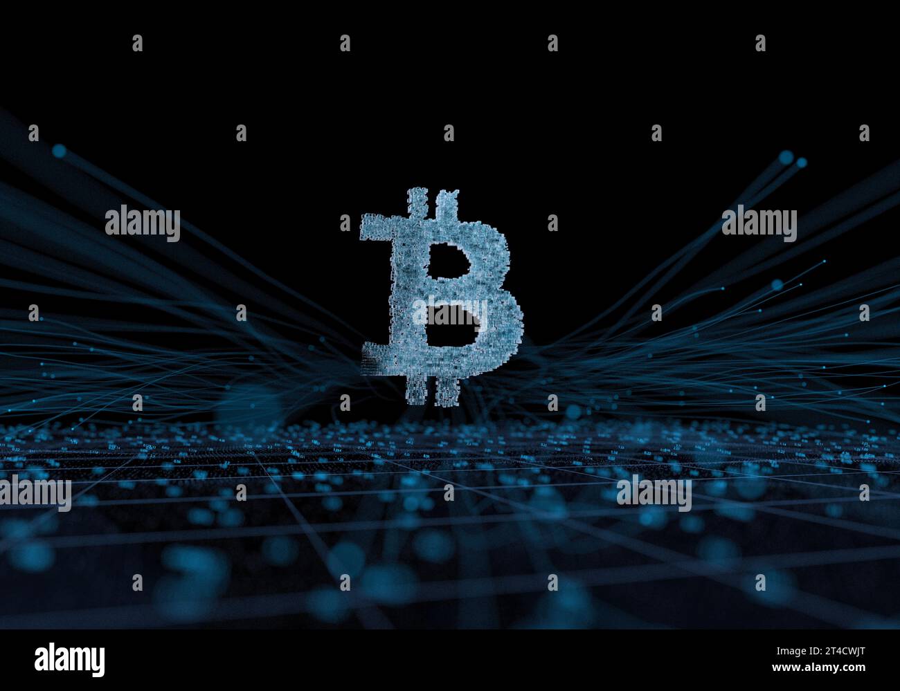 Bitcoin Symbol Wireless Network Smart Technology Datenelektronik Technologie Stockfoto