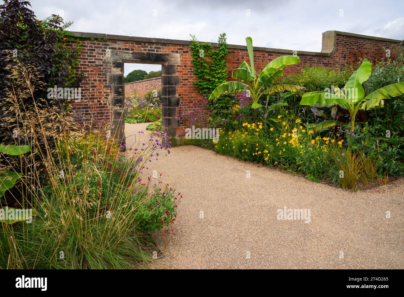 Eintritt zum Paradise Garden im RHS Bridgewater Garden in Worsley, Salford, Manchester, England. Stockfoto
