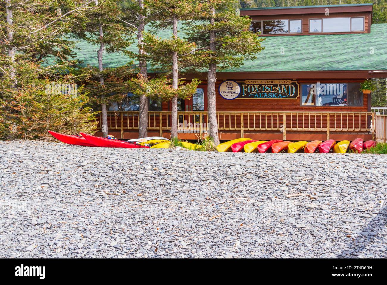 Fox Island Kenai Fjords Wilderness Lodge Rückzugsort in Resurrection Bay, nahe Seward, Alaska. Stockfoto